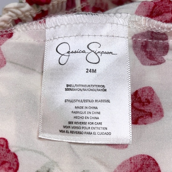 Jessica Simpson toddler one-piece outfit, cream with red flower petals all over - Picture 12 of 12